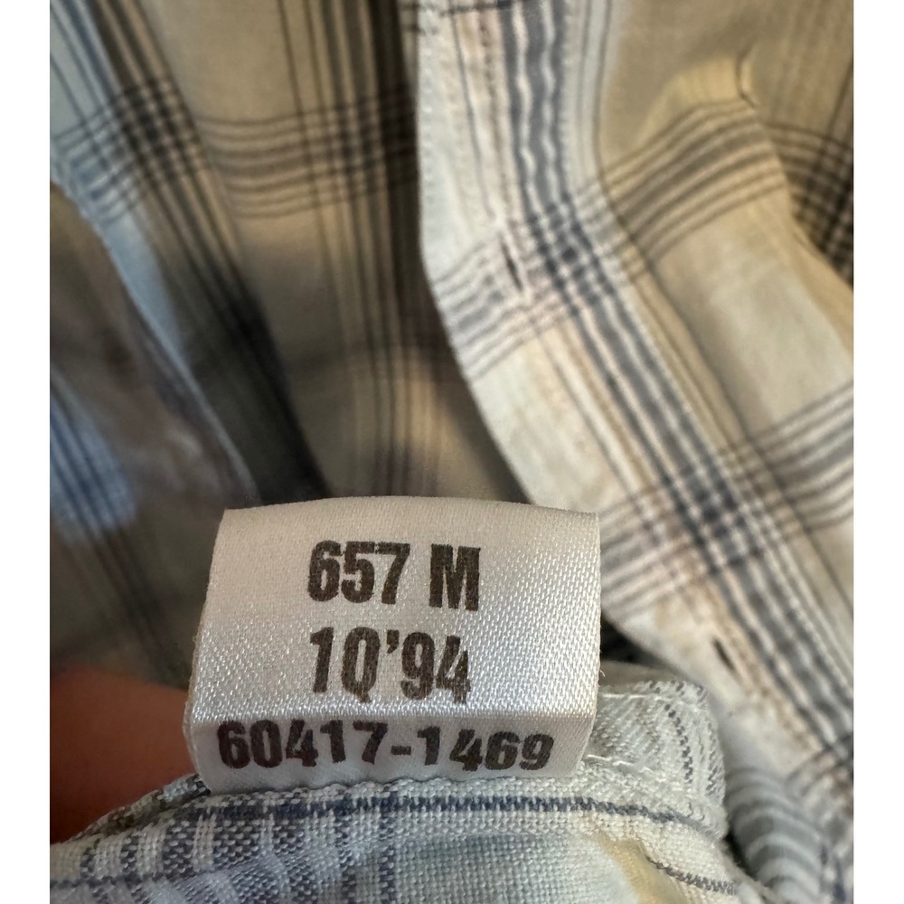 Vintage Levis Mens Plaid Button Down Shirt Grey White Long Sleeve 1994 Medium - Picture 3 of 3